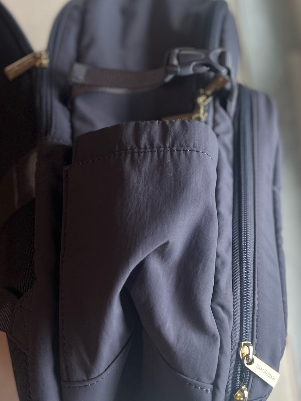 Isaac Mizrahi Full Size Grey Backpack with Gold Hardware - Picture 7 of 12